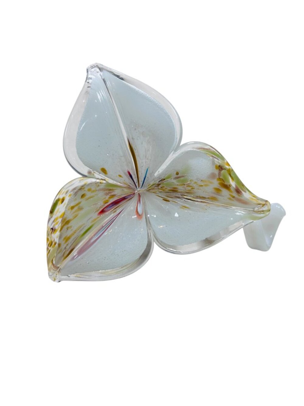 Murano Style Art Glass Spiral Stem Flower Art Decoration Minimalist Neutral